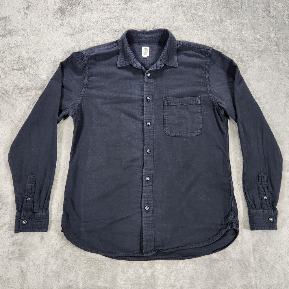 Hiroshi Kato Shirt Mens Large Blue Long Sleeve Button‎ Front Casual Soft